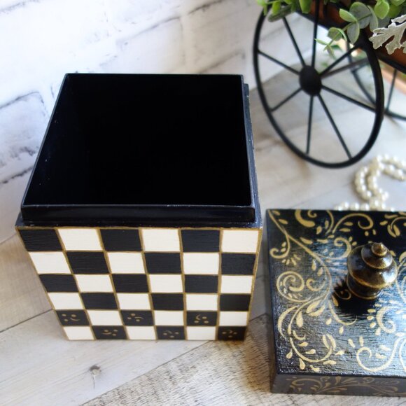 Checked Storage Box Buffalo Check Canister Checked Mantle Decor Courtly Decor - Picture 6 of 11